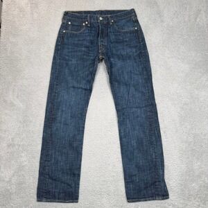 Levis 501 Original Fit Mens Dark Wash Indigo Straight Leg Denim Jeans 33x32 EUC
